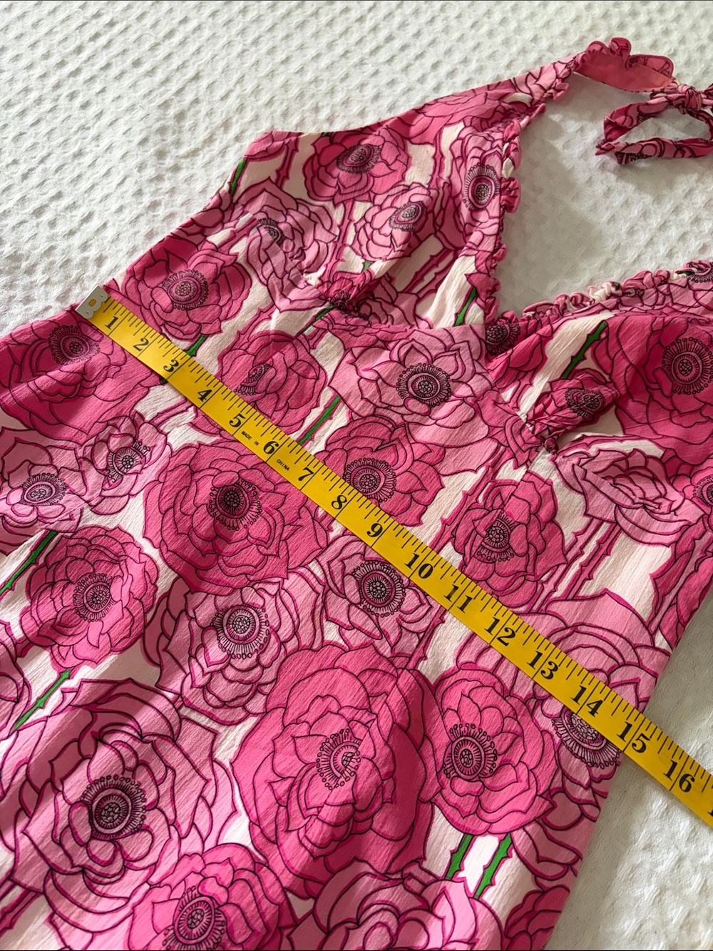 Pink Floral Print Tina Turk Halter Style Dress Size 8 - Picture 14 of 16